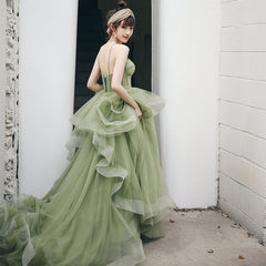 Homecoming, Straps sage green ball gown spring formal prom dress