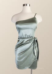 Homecoming Dress Shopping, Straps Silk Sage Green Ruched Bodycon Dress