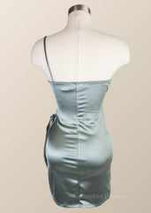 Homecoming Dress Shops, Straps Silk Sage Green Ruched Bodycon Dress