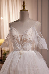 Bridesmaid Propos, Straps White Tulle Tiered Tulle Formal Gown