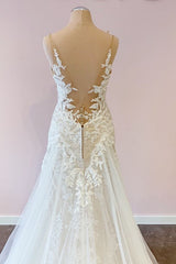 Wedding Dresses Off The Shoulder, Stunning Long A-Line Tulle Sweetheart Appliques Lace Wedding Dress