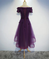 Evening Dresses Yde, Stylish Dark Purple High Low Formal Dress , Cute Party Dresses, Purple Homecoming Dress