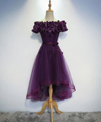 Evening Dresses Dresses, Stylish Dark Purple High Low Formal Dress , Cute Party Dresses, Purple Homecoming Dress