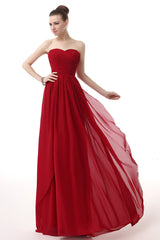 Party Dress Afternoon Tea, Sweetheart A-line Ruched Chiffon Long Prom Dresses