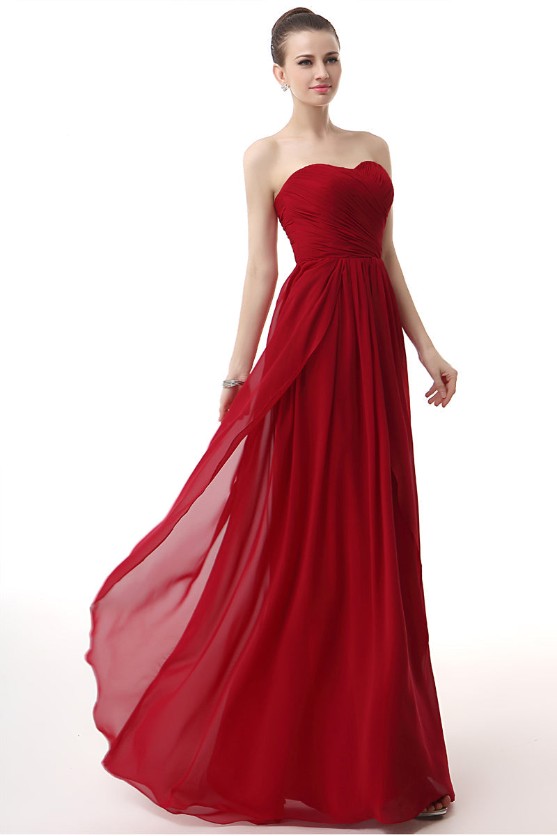 Stylish Outfit, Sweetheart A-line Ruched Chiffon Long Prom Dresses