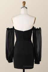 Prom Dress 2062, Sweetheart Black Tight Mini Dress with Keyhole