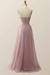 Prom Dress Gown, Sweetheart Blush Pink 3D Floral Formal Dress