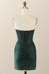 Party Dress Couple, Sweetheart Emerald Green Appliques Tight Mini Dress