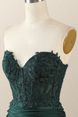 Winter Dress, Sweetheart Emerald Green Appliques Tight Mini Dress
