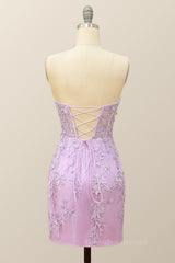 Bridesmaid Dress Sale, Sweetheart Lavender Lace Bodycon Mini Dress