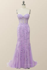 Prom Dresses2060, Sweetheart Lavender Lace Mermaid Long Prom Dress