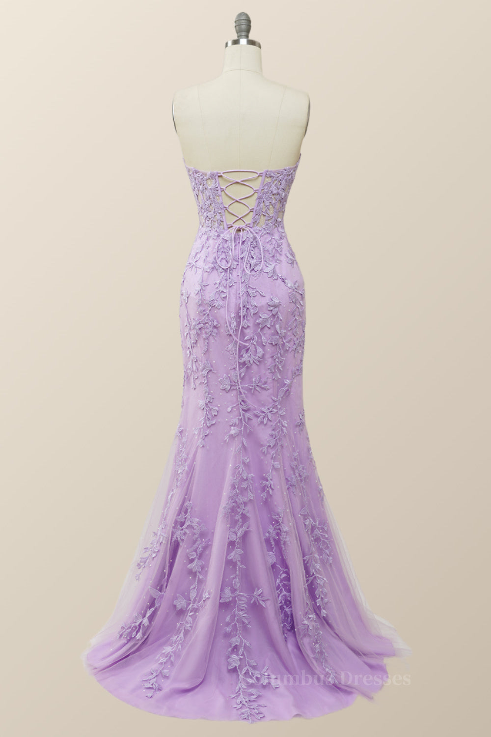 Prom Dress Uk, Sweetheart Lavender Lace Mermaid Long Prom Dress