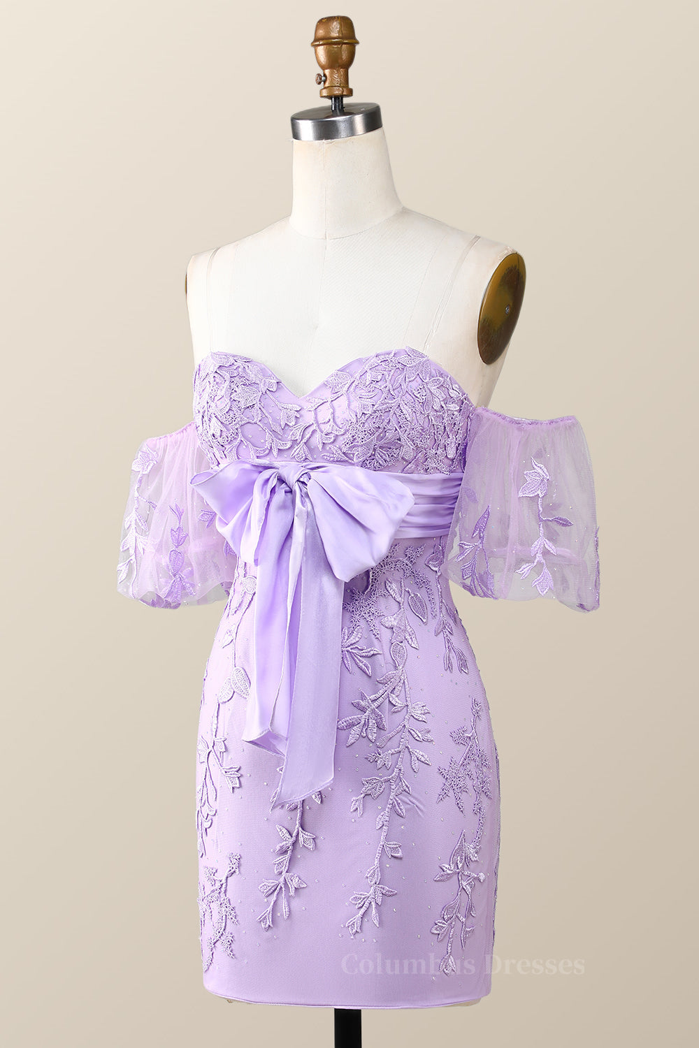 Prom Dresses Prom Dresses, Sweetheart Lavender Tight Mini Dress with Bow