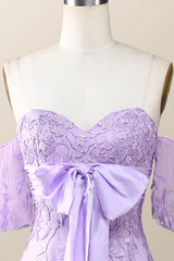 Prom Dresses Prom Dress, Sweetheart Lavender Tight Mini Dress with Bow