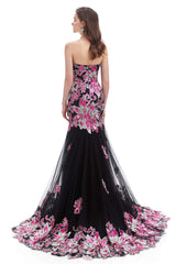 Prom Dresses Stores, Sweetheart Mermaid Tulle Sequin Long Prom Dresses