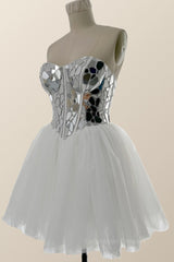 Prom Dress 41, Sweetheart Mirror Glass A-line Short Dress