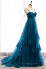 Party Dress Pink, Sweetheart Neck Blue Long Prom Dress, Long Blue Formal Graduation Evening Dress