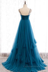 Party Dresses Short Clubwear, Sweetheart Neck Blue Long Prom Dress, Long Blue Formal Graduation Evening Dress