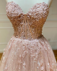 Party Dress Lace, Sweetheart Neck Champagne Lace Prom Dresses, Champagne Lace Formal Evening Dresses