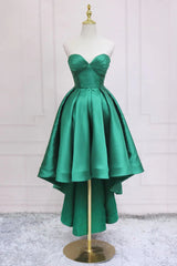 Fancy Dress, Sweetheart Neck Green High Low Prom Dresses, Green High Low Graduation Homecoming Dresses