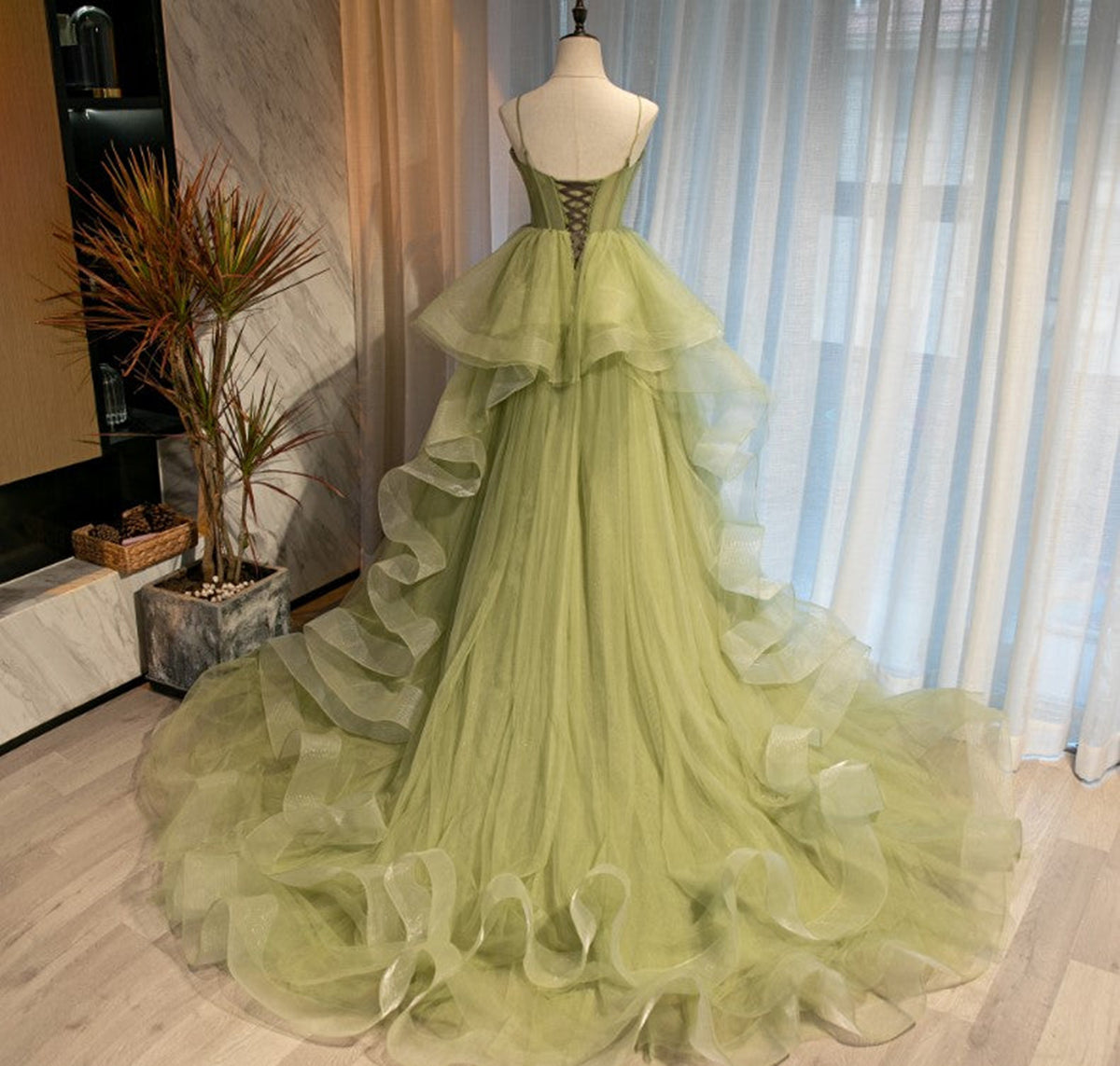 Party Dresses Ideas, Sweetheart Neck Green Tulle Long Prom Dresses, Green Tulle Long Formal Graduation Dresses