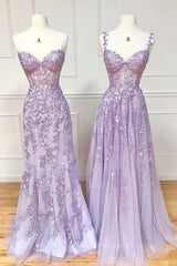 Rustic Wedding Dress, Sweetheart Neck Purple Lace Long Prom Dress, Strapless Purple Formal Dress, Mermaid Purple Evening Dress