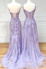 Summer Wedding Color, Sweetheart Neck Purple Lace Long Prom Dress, Strapless Purple Formal Dress, Mermaid Purple Evening Dress