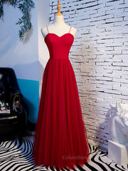 Evening Dresses For Over 82, Sweetheart Neck Red Long Prom Dresses, Red Long Formal Evening Dresses