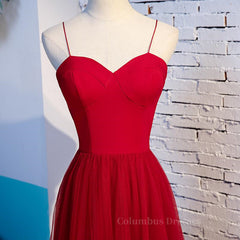 Evening Dress Suit, Sweetheart Neck Red Long Prom Dresses, Red Long Formal Evening Dresses