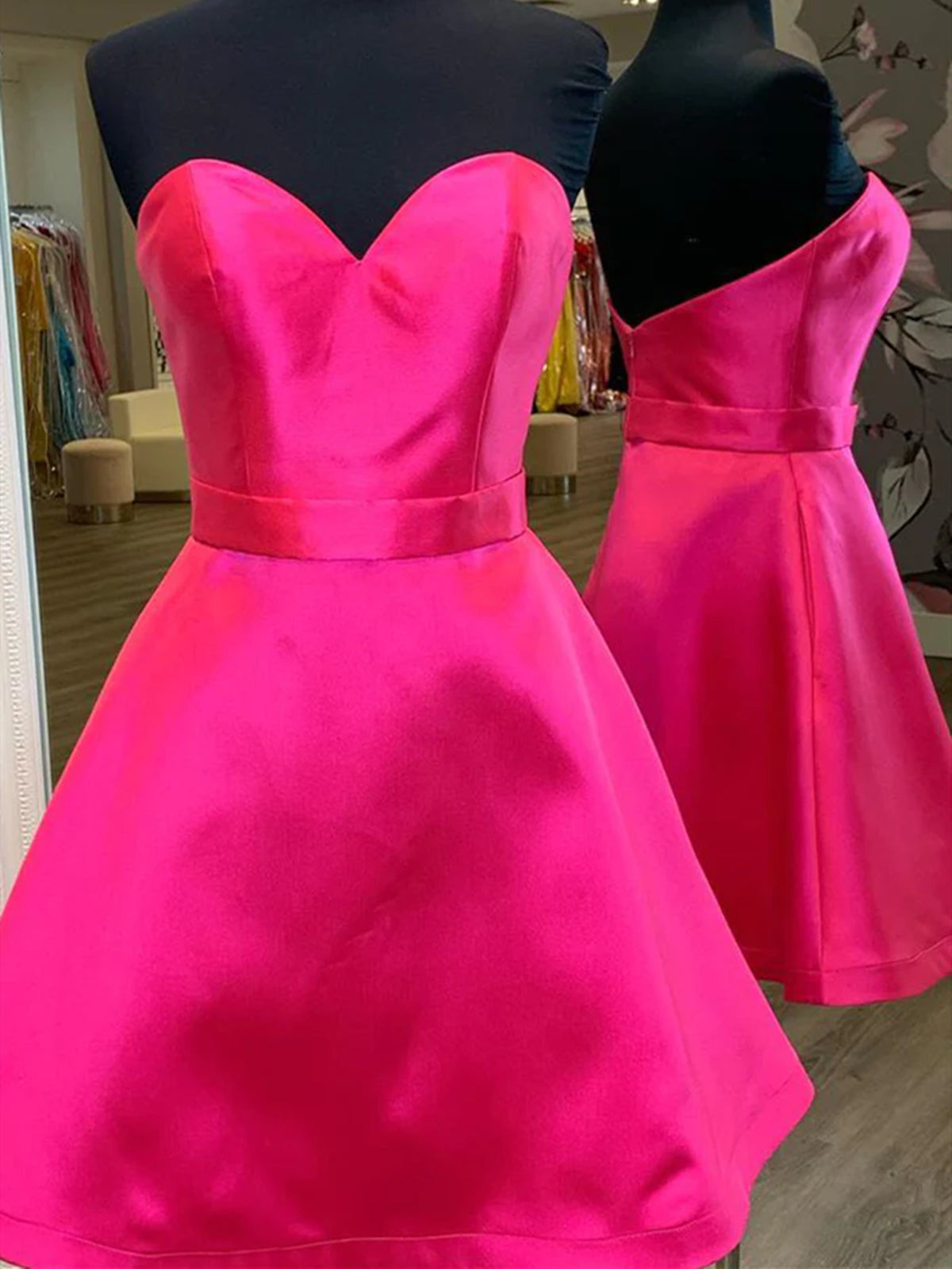 Black Wedding Dress, Sweetheart Neck Short Pink Prom Dresses, Short Pink Formal Homecoming Dresses