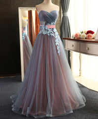 Prom Dresses Long With Slit, Sweetheart Neck Tulle Long Prom Dress, Evening Dress