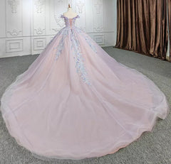 Silk Wedding Dress, Sweetheart Off The Shoulder Beaded Floral Appliqué quinceanera Ball Gown