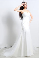 Wedding Dresses With Color, Sweetheart Off The Shoulder Pleated Simple Wedding Dresses