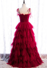 Prom Dress Chicago, A-Line Long Spaghetti Strap Prom Dresses, Cute Layers Tulle Evening Dresses