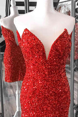 Bridesmaid Dresses Mismatched Winter, Tight V Neck Red Sequins Short Party Dress,Sparkly Bodycon Dresses