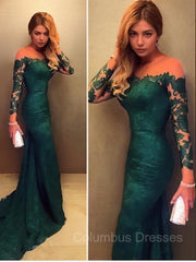 Maxi Dress, Trumpet/Mermaid Off-the-Shoulder Court Train Lace Evening Dresses With Lace