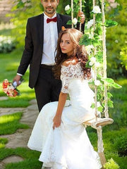Wedding Dress Trends, Trumpet/Mermaid Off-the-Shoulder Sweep Train Lace Wedding Dresses
