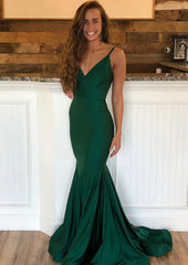 Prom Dresses Style, Trumpet/Mermaid Sleeveless Sweep Train Charmeuse Prom Dress With Pleated