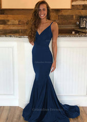 Prom Dress On Sale, Trumpet/Mermaid Sleeveless Sweep Train Charmeuse Prom Dress With Pleated