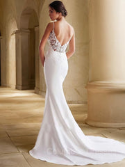 Wedding Dressed Long Sleeve, Trumpet/Mermaid Sweetheart Sweep Train Chiffon Wedding Dress with Appliques Lace
