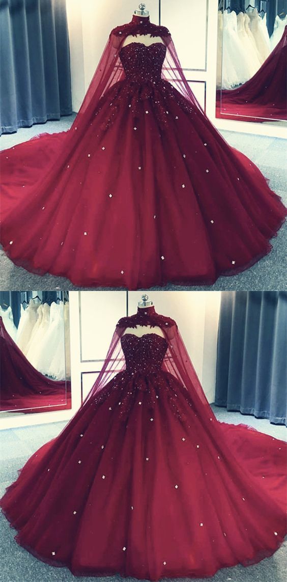 Party Dresses 2027, Tulle Ball Gown Prom Dress With Cape
