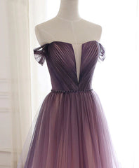 Party Dress Bridal, Tulle Gradient Long Formal Gown, A-line Floor Length Party Dress