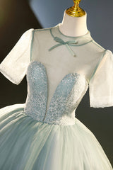 Prom Dresses 2024 Black Girl, Tulle Long A-Line Prom Dress, Gray Green  Formal Dress Sweet 16 dress