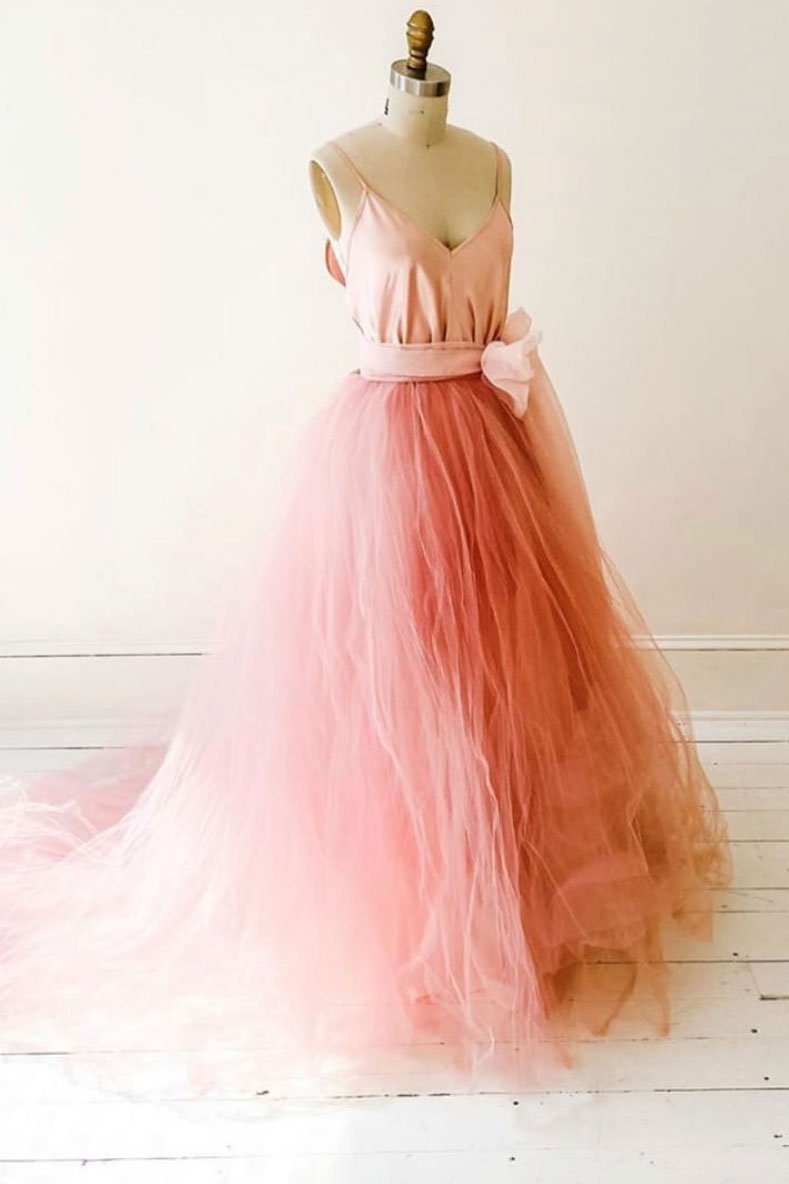 Prom Dress Shopping Near Me, Tulle Princess Long Prom Dress,Formal Dresses A-line V-neck Formal Gown