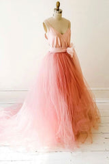 Prom Dress Shopping Near Me, Tulle Princess Long Prom Dress,Formal Dresses A-line V-neck Formal Gown