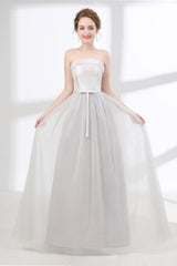 Go Out Outfit, Tulle & Satin Strapless Neckline A-line Bridesmaid Dresses With Bowknot