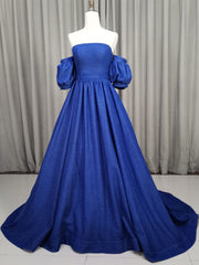 Bridesmaid Dress Color Scheme, Unique Aline Blue Long Prom Dresses, Blue Long Formal Graduation Dresses