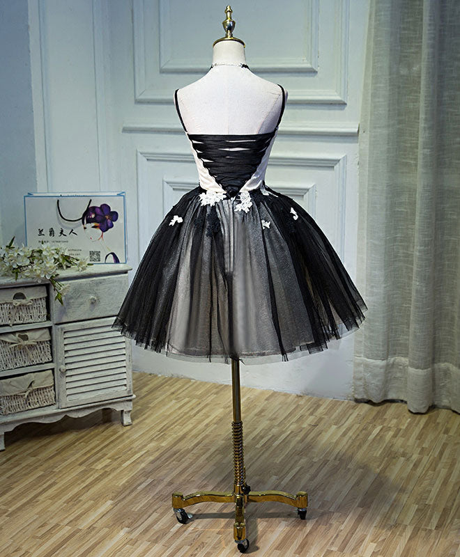 Fantasy Dress, Unique Black Tulle Short Prom Dress, Black Homecoming Dresses
