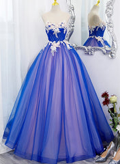 Formal Dresses For Teens, Unique Blue and Pink Formal Gown with Lace, Sweetheart Blue Floor Length Prom Dress