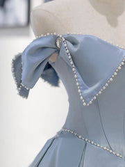 Bridesmaid Dresses Convertible, Unique Blue Satin Long Prom Dress, A line Blue Formal Graduation Party Dress